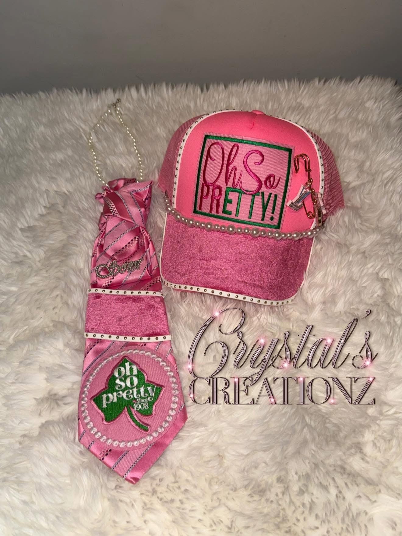 AKA OH SO PRETTY HAT AND TIE SET