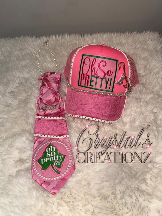 AKA OH SO PRETTY HAT AND TIE SET
